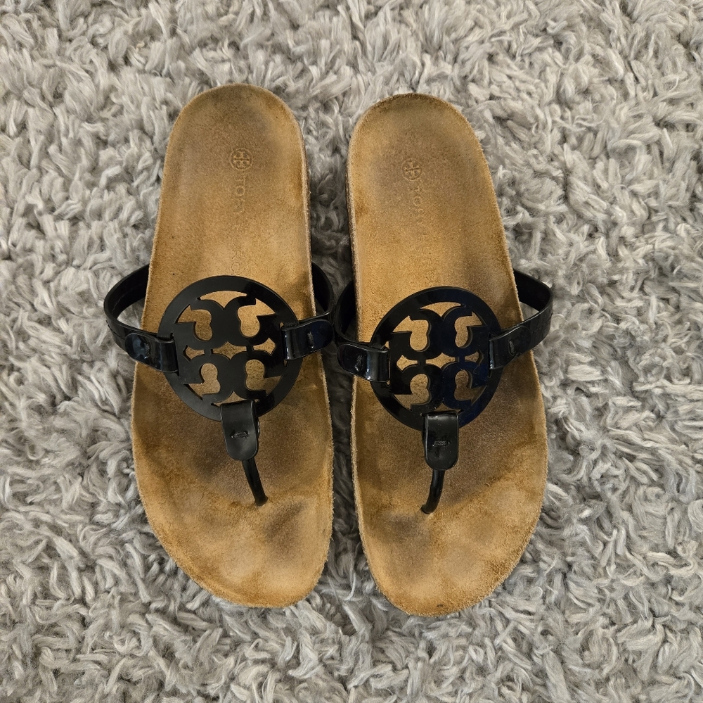Tory Burch Black Patent Leather Sandals